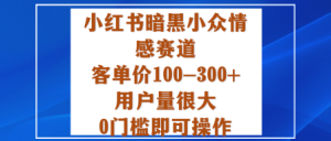 小红书暗黑小众情感赛道，客单价100-300+用户量很大，0门槛即可操作-副业严选