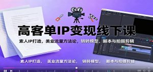 高客单IP变现线下大课：素人IP打造，美业流量方法论，销转模型，脚本与拍摄剪辑-副业严选