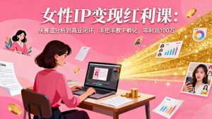 女性IP变现红利课：从赛道分析到商业闭环，手把手教IP孵化，年利润100万-副业严选