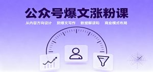 公众号爆文涨粉课：从内容方向设计到爆文写作，数据解读和商业模式布局-副业严选