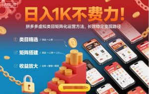 日入1K不费力!拼多多虚拟类目矩阵化运营方法,长效稳定变现路径-副业严选