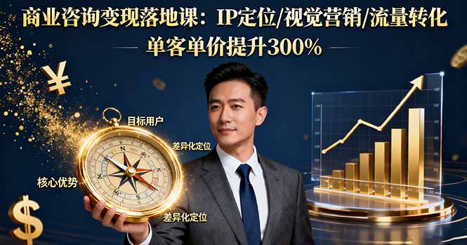 商业咨询变现落地课：IP定位/视觉营销/流量转化，单客单价提升300% - 副业严选-副业严选