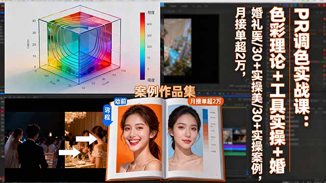 PR调色实战课：色彩理论+工具实操+婚礼医美/30+实操案例，月接单超2万 - 副业严选-副业严选