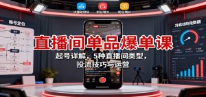 直播间单品爆单课：起号详解，5种直播间类型，投流技巧与运营-副业严选