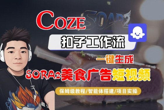 Coze扣子智能体工作流一键生成“SORA2美食广告“短视频，全流程保姆级教学 - 副业严选-副业严选