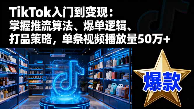TikTok入门到变现：掌握推流算法、爆单逻辑、打品策略，单条视频播放量50w - 副业严选-副业严选