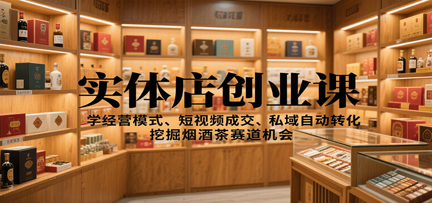 实体店创业课：学经营模式、短视频成交、私域自动转化，挖掘烟酒茶赛道机会 - 副业严选-副业严选