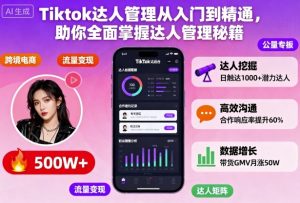 Tiktok达人管理从入门到精通，助你全面掌握达人管理秘籍-副业严选