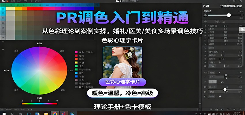 PR调色入门到精通：从色彩理论到案例实操，婚礼/医美/美食多场景调色技巧 - 副业严选-副业严选