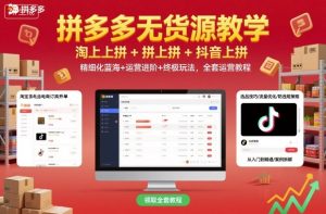 拼多多无货源教学，淘上拼+拼上拼+抖上拼，精细化蓝海+运营进阶+终极玩法，全套运营教程-副业严选
