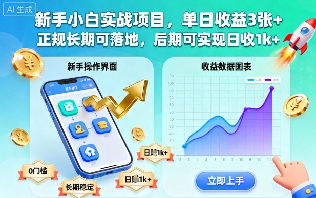 新手小白实战项目，单日收益3张+，正规长期可落地，后期可实现日收1k+【揭秘】 - 副业严选-副业严选