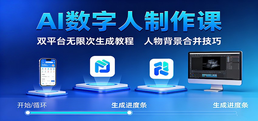 AI数字人制作课：双平台无限次生成教程，人物背景合并技巧 - 副业严选-副业严选