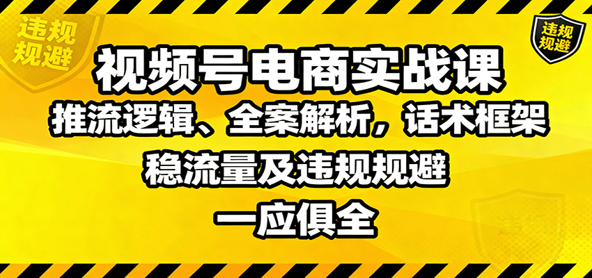 视频号电商实战课：推流逻辑、全案解析，话术框架，稳流量及违规规避等 - 副业严选-副业严选