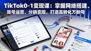 TikTok0-1变现课：掌握网络搭建、账号运营、分销变现，打造高转化万粉号-副业严选