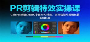 PR剪辑特效实操课:Colorista调色+BBC字幕+RG特效,多风格短片剪辑包装-副业严选