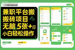 兼职平台搬砖项目无脑操作日入5张＋小白轻松操作-副业严选