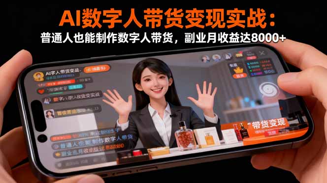 AI数字人带货变现实战：普通人也能制作数字人带货，副业月收益达8000+ - 副业严选-副业严选