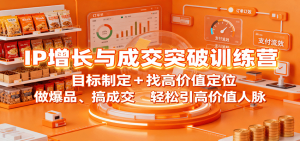 IP增长与成交突破训练营：目标制定+找高价值定位，做爆品、搞成交，轻松引高价值人脉-副业严选