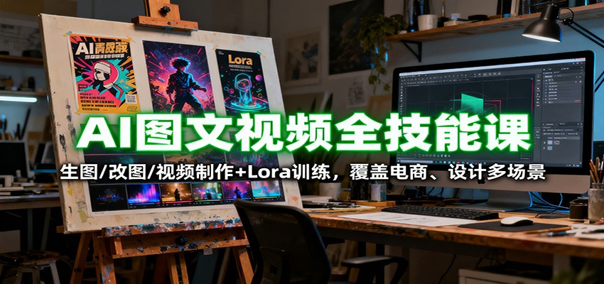 AI图文视频全技能课：生图/改图/视频制作+Lora训练，覆盖电商 、设计多场景 - 副业严选-副业严选