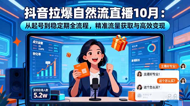 抖音拉爆自然流直播10月：从起号到稳定期全流程，精准流量获取与高效变现 - 副业严选-副业严选