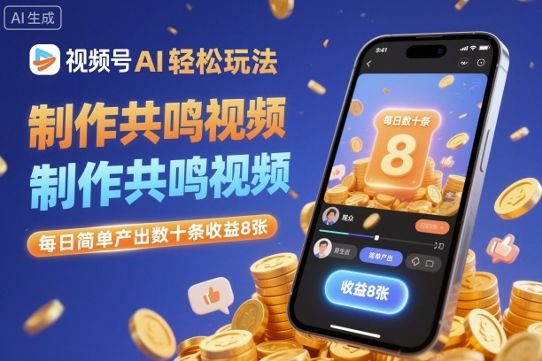 视频号AI轻松玩法，制作共鸣视频，每日简单产出数十条收益8张 - 副业严选-副业严选