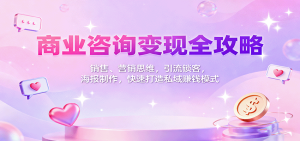 商业咨询变现全攻略:销售、营销思维,引流锁客,海报制作,快速打造私域赚钱模式-副业严选