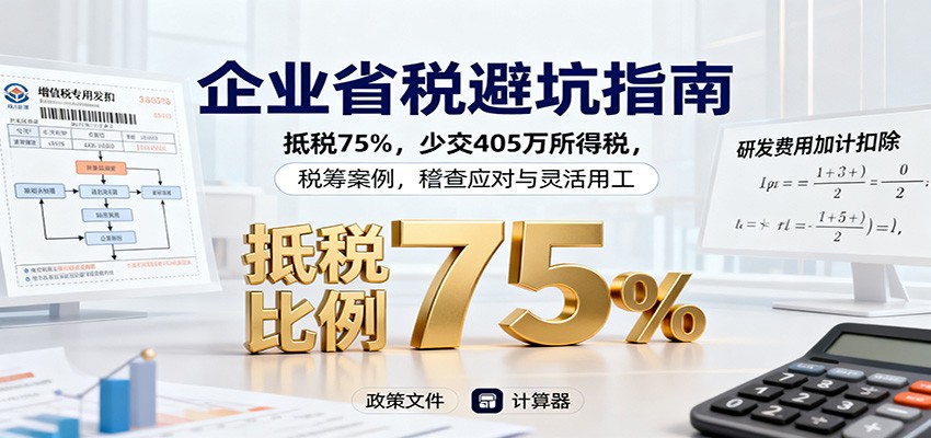 企业省税避坑指南：抵税75%，少交405万所得税，税筹案例，稽查应对与灵活用工 - 副业严选-副业严选