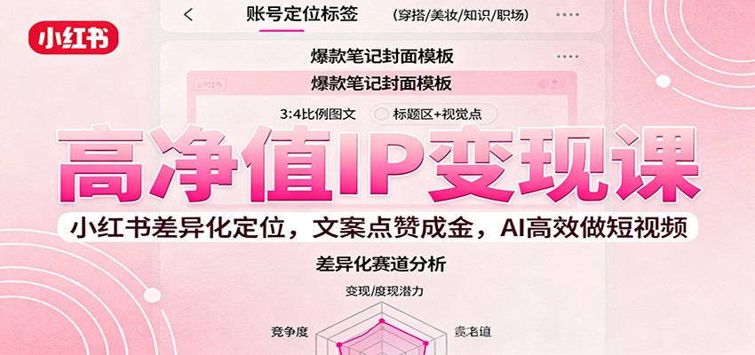 高净值IP变现课：小红书差异化定位，文案点赞成金， AI高效做短视频 - 副业严选-副业严选