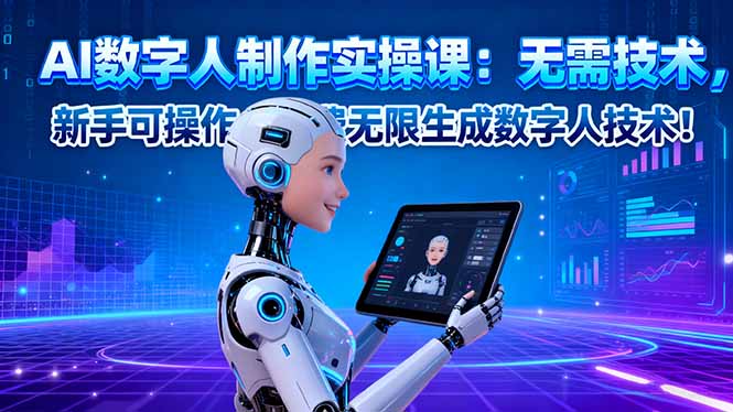 AI数字人制作实操课：无需技术，新手可操作，免费无限生成数字人技术！ - 副业严选-副业严选