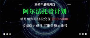 阿尔法托管计划 单账号月入3000-5000，长期稳定项目，新手小白轻松上手。-副业严选
