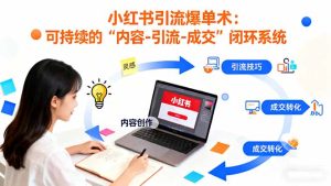 小红书引流爆单术：构建一套低成本 可持续的“内容-引流-成交”闭环系统-副业严选