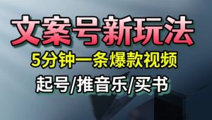 文案号新玩法，5分钟一条爆款视频，流量高，起号快，多方位变现-副业严选
