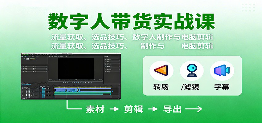 数字人变现实战课：流量获取、选品技巧、数字人制作与电脑剪辑 - 副业严选-副业严选