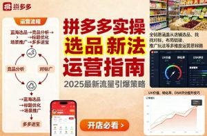 王校长9月12拼多多实操新玩法，全链路涵盖从店铺选品、找对标，布局链接，推广玩法等多维度运营思路(更新)-副业严选