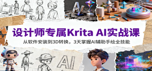 设计师专属Krita AI实战课:从软件安装到3D转换,3天掌握AI辅助手绘全技能-副业严选