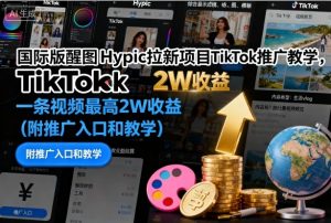 国际版醒图Hypic拉新项目TikTok推广教学,一条视频最高2W收益(附推广入口和教学)-副业严选