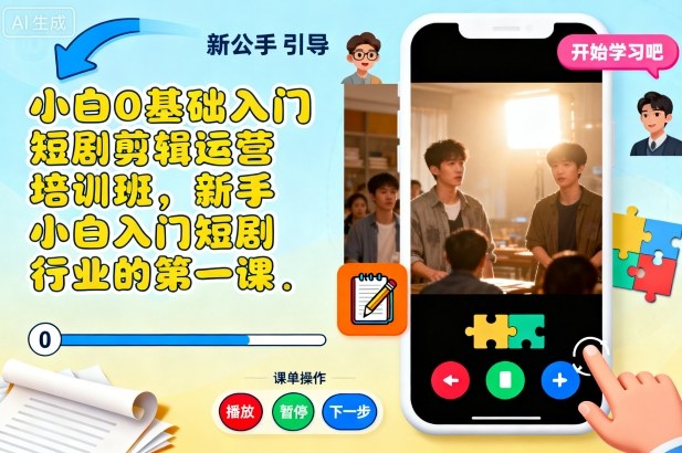 小白0基础入门短剧剪辑运营培训班，新手小白入门短剧行业的第一课 - 副业严选-副业严选