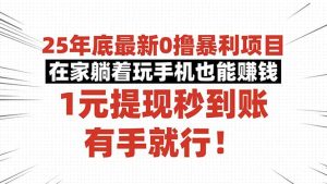 25年底最新0撸暴利项目，在家躺着玩手机也能赚钱，1元提现秒到账，有手…-副业严选