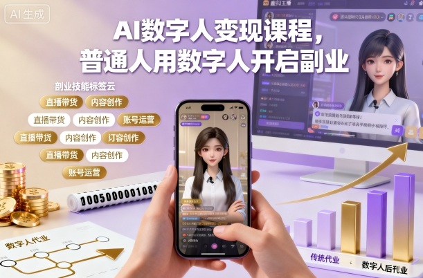 AI数字人变现课程，普通人用数字人开启副业 - 副业严选-副业严选