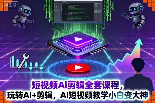 短视频Ai剪辑全套课程，玩转AI+剪辑，AI短视频教学小白变大神 - 副业严选-副业严选