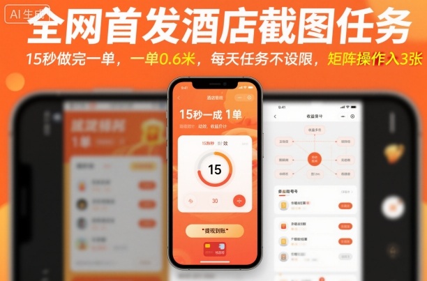 全网首发酒店截图任务，15秒做完一单，一单0.6米，每天任务不设限，矩阵操作日入3张【揭秘】 - 副业严选-副业严选