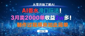 AI香水冷门玩法！3月卖2000单收益2w多！制作过程原来如此简单-副业严选