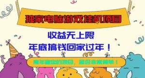 独家电脑游戏挂G项目，常年稳定，收益无上限，年底搞钱回家过年【揭秘】-副业严选