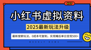 小红书虚拟资料项目：最新搜索流变现玩法，0成本简单可复制，一人多店打法，新手也可轻松日入5张+-副业严选