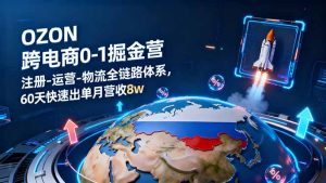 OZON跨境电商0-1掘金营：注册-运营-物流全链路体系，60天快速出单月营收8w-副业严选