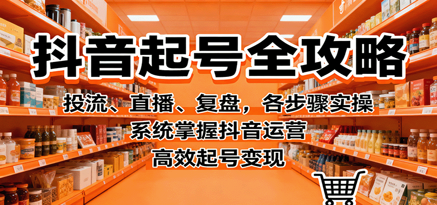抖音起号全攻略，投流、直播、复盘，各步骤实操，系统掌握抖音运营，高效起号变现 - 副业严选-副业严选