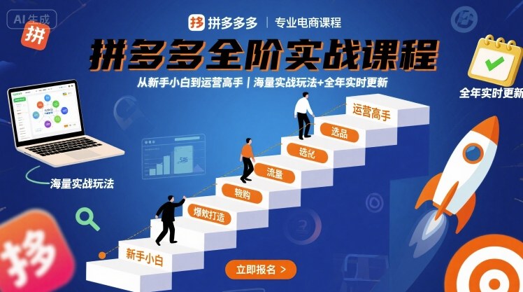 拼多多全阶实战课程，从新手小白到运营高手，海量实战玩法+全年实时更新【2025年10月更新】 - 副业严选-副业严选