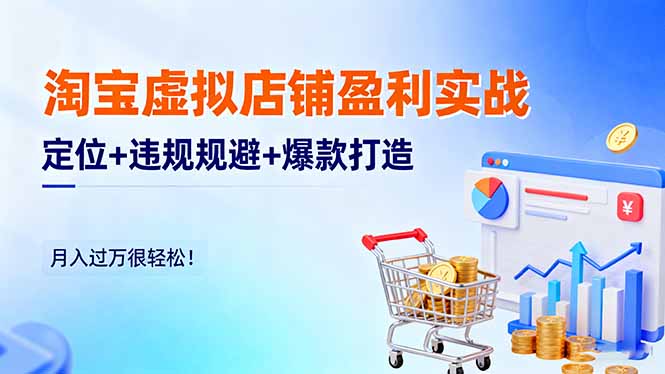 淘宝虚拟店铺盈利实战：定位+违规规避+爆款打造，月入过万很轻松！ - 副业严选-副业严选