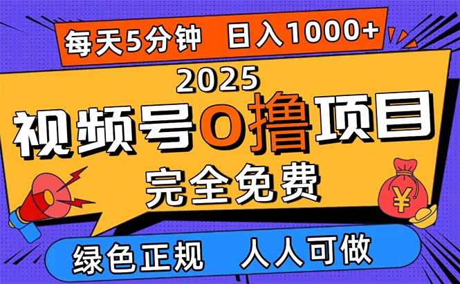 2025视频号0撸项目,5分钟一个号,日入1000+,人人可做