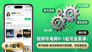 视频号电商0-1起号全案课:账号搭建+推流逻辑+微付费调整,等实操体系-副业严选
